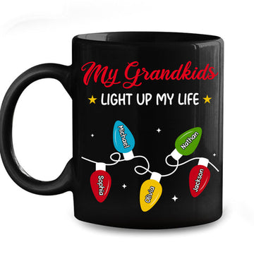 My Grandkids Light Up My Life - Personalized Black Mug-Myprintsy