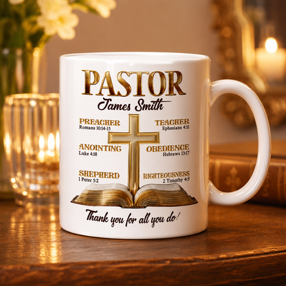 My Preacher, Teacher, & Shepherd | Personalized Ceramic Coffee Mug-Myprintsy