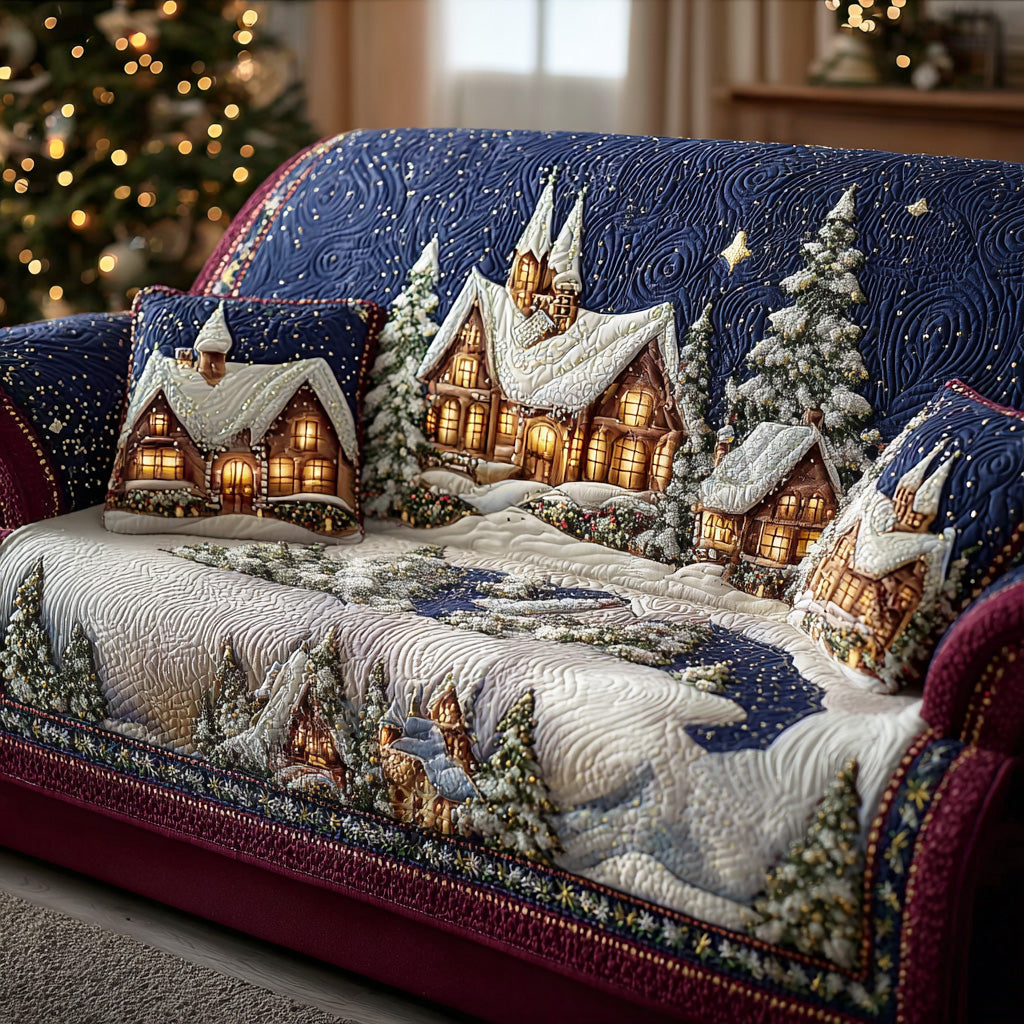 Mystic Winter Lights Quilted Sofa Cover VTQ-Myprintsy