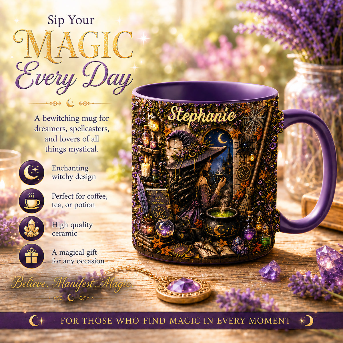 Mystical Witch - Personalized Witchcraft Accent Mug-Myprintsy