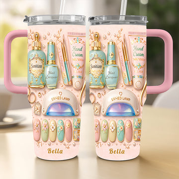 Nail Art Nouveau - Personalized 40oz Makeup Tumbler With Straw - Gifts for Makeup Lovers-Myprintsy