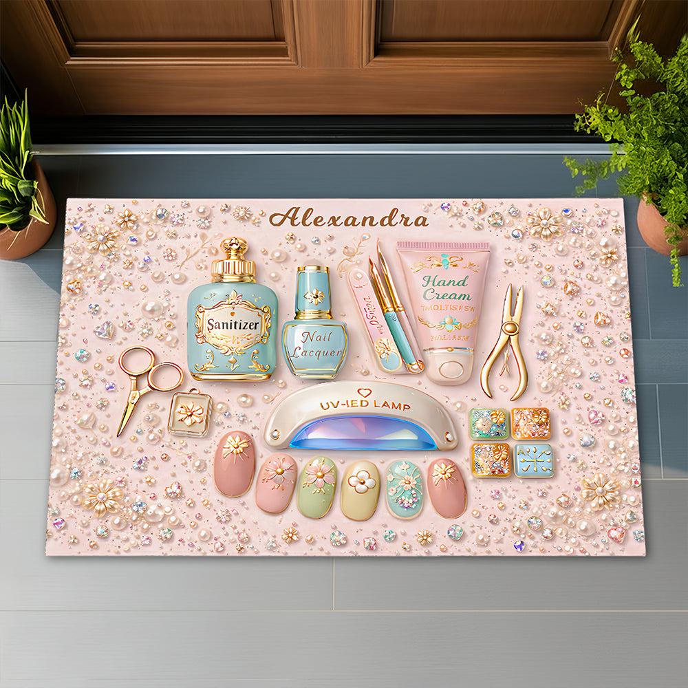 Nail Art Nouveau - Personalized Doormat - Gifts for Makeup Lovers-Myprintsy