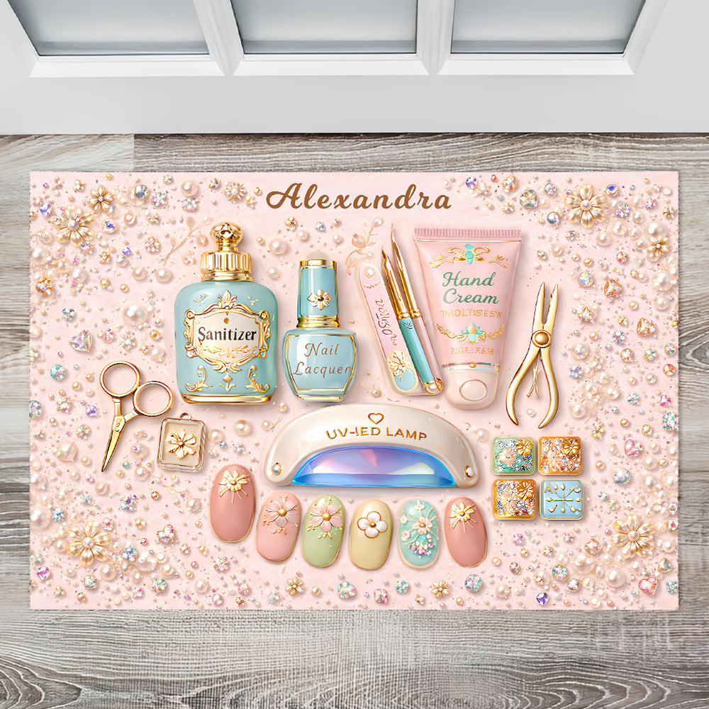 Nail Art Nouveau - Personalized Doormat - Gifts for Makeup Lovers-Myprintsy