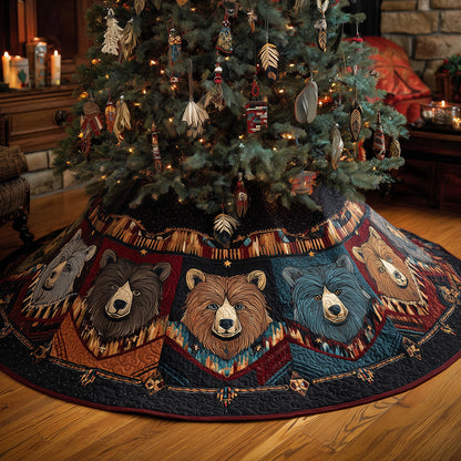 Native Bear Tribe Christmas Quilted Tree Skirt-Myprintsy