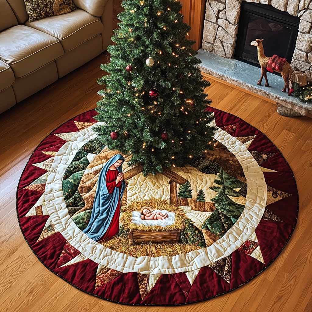 Nativity Christmas Quilted Tree Skirt VT-Myprintsy