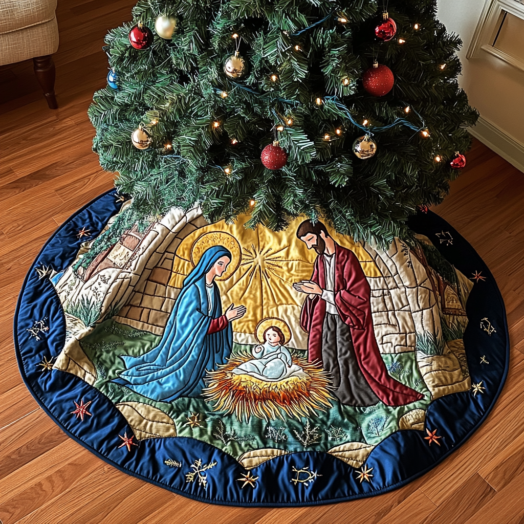 Nativity Christmas Quilted Tree Skirt VT-Myprintsy