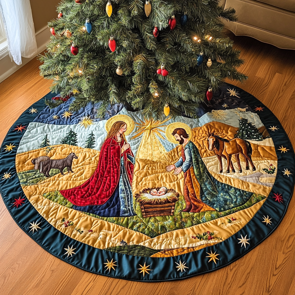 Nativity Christmas Quilted Tree Skirt VT-Myprintsy