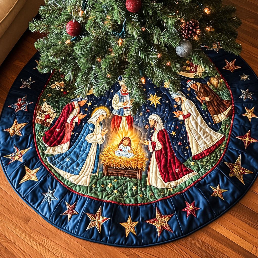 Nativity Christmas Quilted Tree Skirt VT-Myprintsy