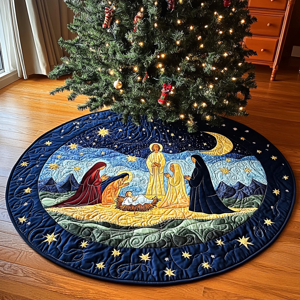 Nativity Quilted Christmas Tree Skirt VTQ-Myprintsy