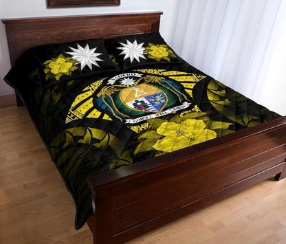 Nauru Polynesian Quilt Bed Set Hibiscus Yellow-Myprintsy
