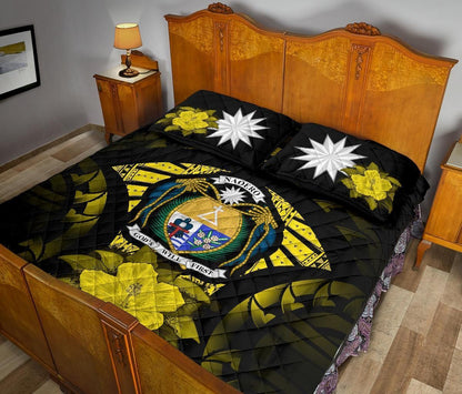 Nauru Polynesian Quilt Bed Set Hibiscus Yellow-Myprintsy