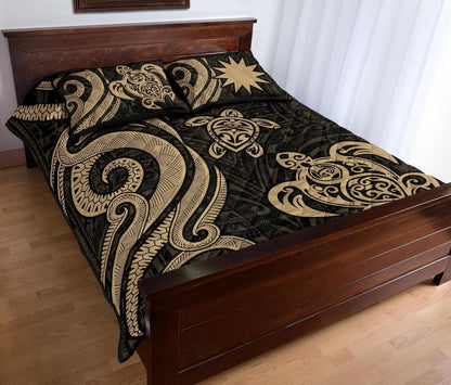 Nauru Quilt Bed Set - Gold Tentacle Turtle-Myprintsy