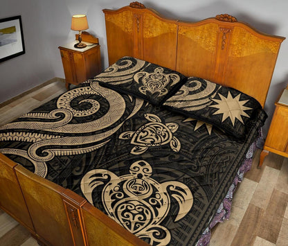 Nauru Quilt Bed Set - Gold Tentacle Turtle-Myprintsy