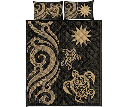 Nauru Quilt Bed Set - Gold Tentacle Turtle-Myprintsy