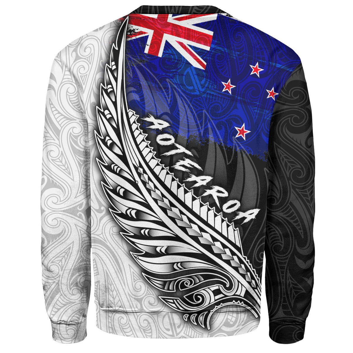 New Zealand Custom Personalised Sweatshirt Maori Silver Fern Flag Vibes