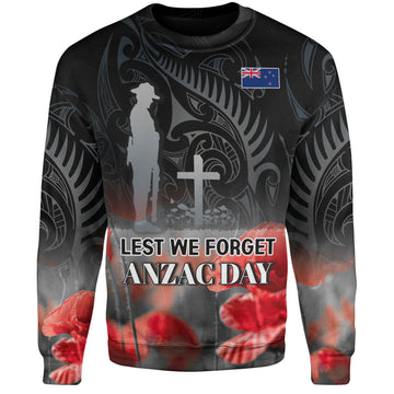 New Zealand Custom Personalised Sweatshirt Anzac Day Silver Fern Maori Style-Myprintsy