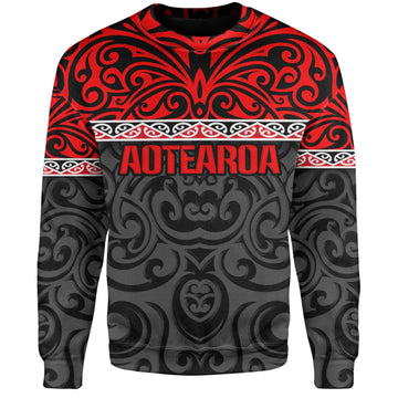 New Zealand Custom Personalised Sweatshirt Aotearoa Kowhaiwhai Patterns-Myprintsy