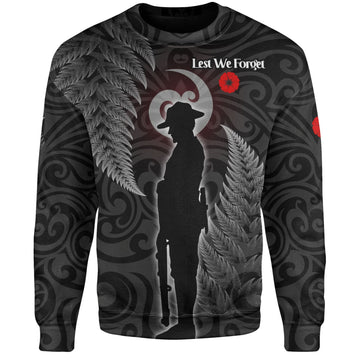 New Zealand Custom Personalised Sweatshirt Lest We Forget Koru Maori Pattern-Myprintsy