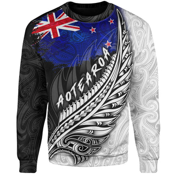 New Zealand Custom Personalised Sweatshirt Maori Silver Fern Flag Vibes-Myprintsy
