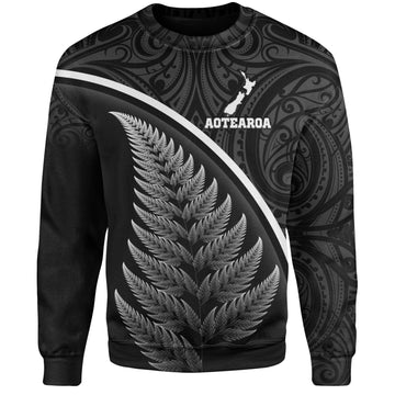New Zealand Custom Personalised Sweatshirt Maori Style Ethnic Curve Design-Myprintsy