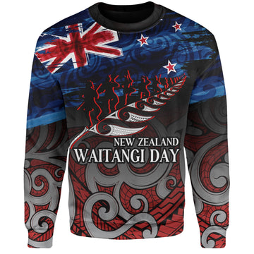 New Zealand Custom Personalised Sweatshirt Waitangi Day Maori Patterns-Myprintsy
