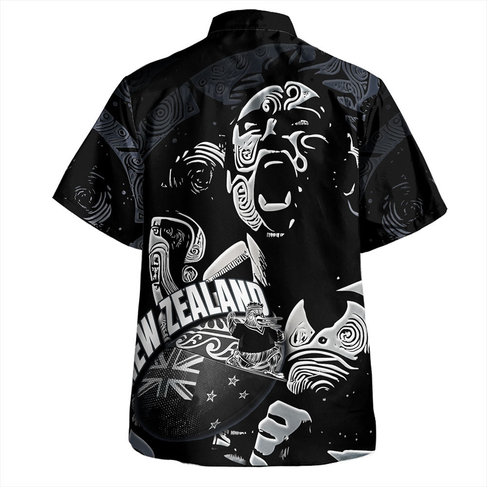 New Zealand Hawaiian Shirt Maori Haka With Rugby Ball-Myprintsy