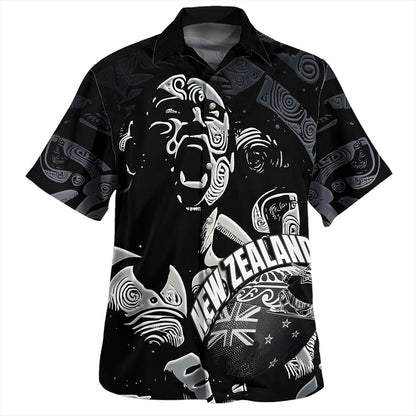 New Zealand Hawaiian Shirt Maori Haka With Rugby Ball-Myprintsy