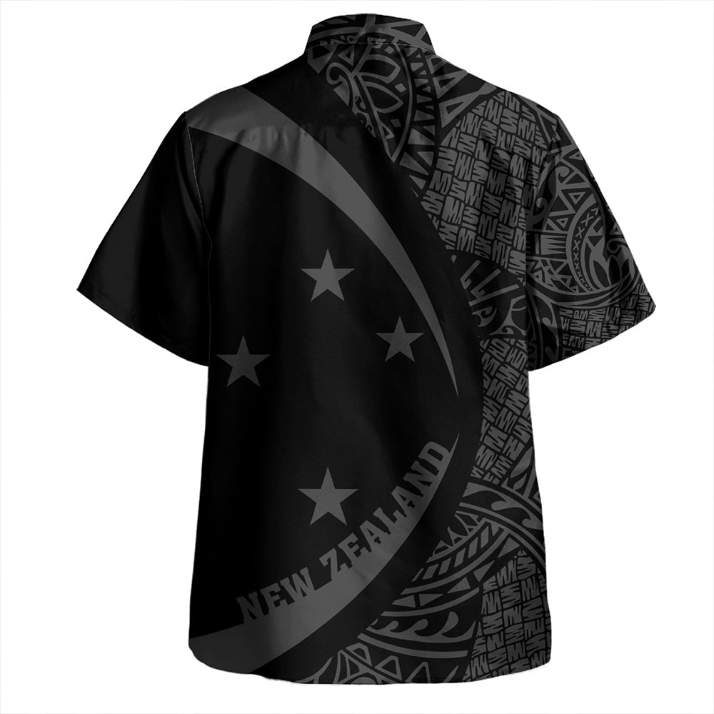 New Zealand Hawaiian Shirt Silver Fern Lauhala Gray Circle-Myprintsy