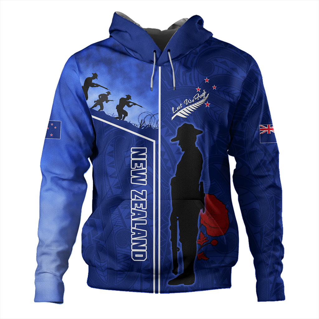 New Zealand Hoodie Anzac Day Lest We Forget Poppy-Myprintsy