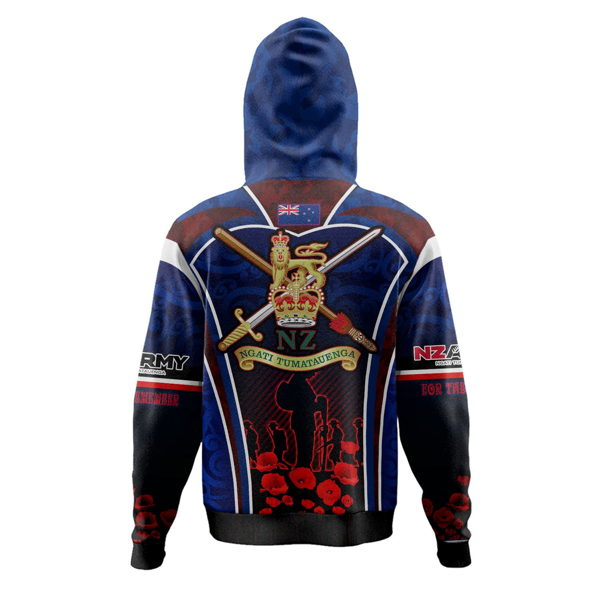 New Zealand Hoodie Custom New Zealand Army Keeping Anzac Spirit Lives Poppies Flower Maori Style-Myprintsy