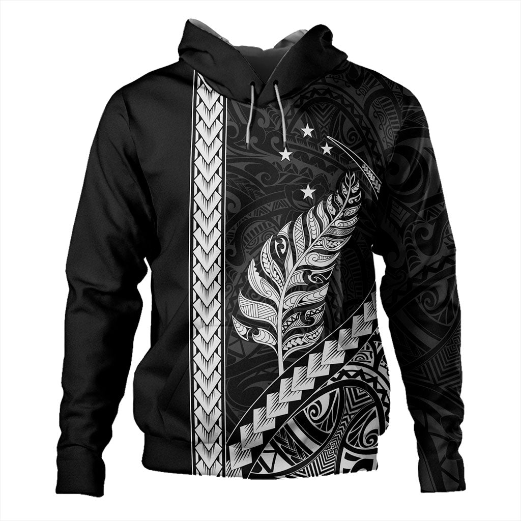 New Zealand Hoodie Maori Tribal Silver Fern With Star Tattoo-Myprintsy