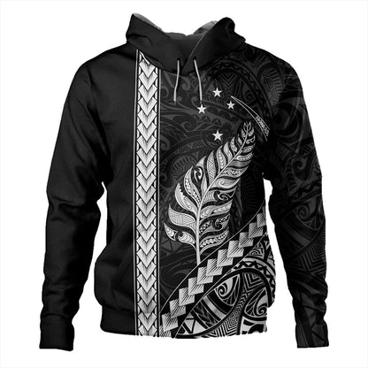 New Zealand Hoodie Maori Tribal Silver Fern With Star Tattoo-Myprintsy