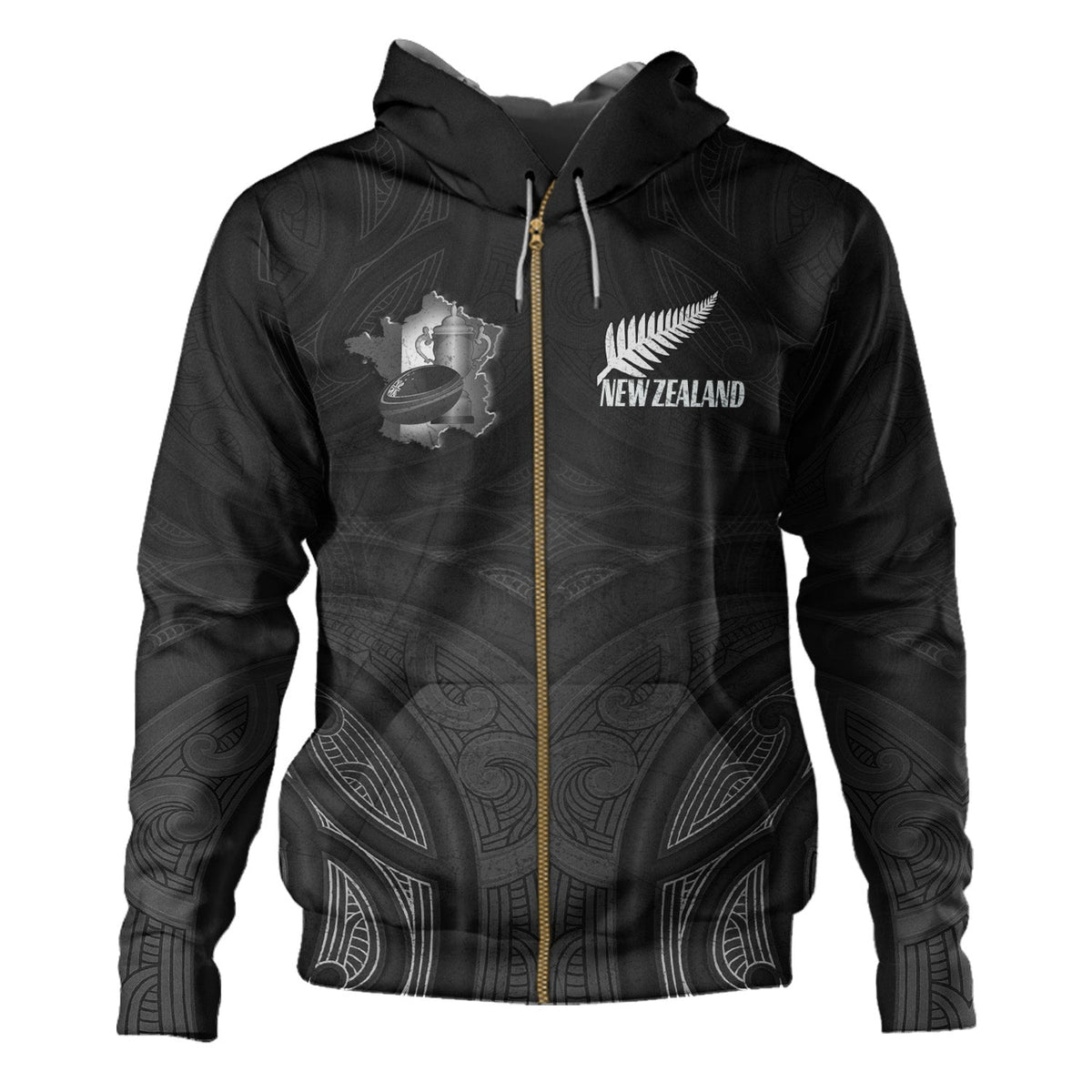 New Zealand Hoodie Rugby Ball Style-Myprintsy