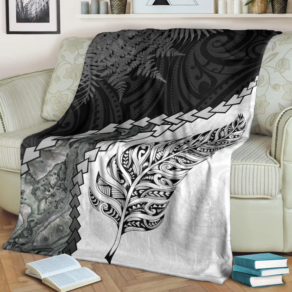 New Zealand Premium Blanket Silver Fern Maori Pattern-Myprintsy