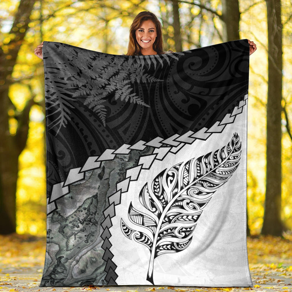 New Zealand Premium Blanket Silver Fern Maori Pattern-Myprintsy