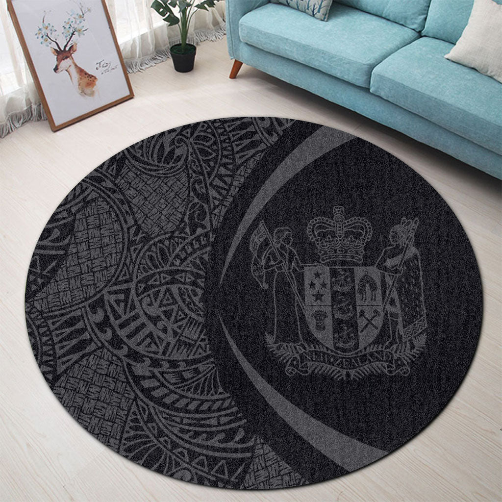New Zealand Round Rug Lauhala Gray Circle Style