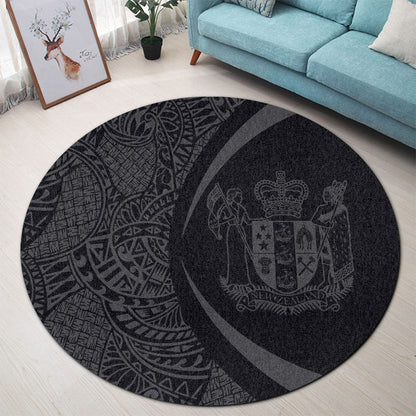 New Zealand Round Rug Lauhala Gray Circle Style