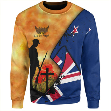 New Zealand Sweatshirt Anzac Day Flag Lest We Forget-Myprintsy