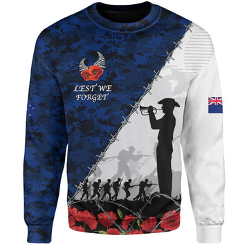 New Zealand Sweatshirt Anzac Day Poppy Flower And Barbed Wire-Myprintsy