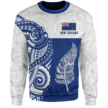 New Zealand Sweatshirt Maori Pattern Silver Fern Tattoo-Myprintsy