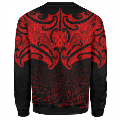 New Zealand Sweatshirt Maori Red Pattern-Myprintsy