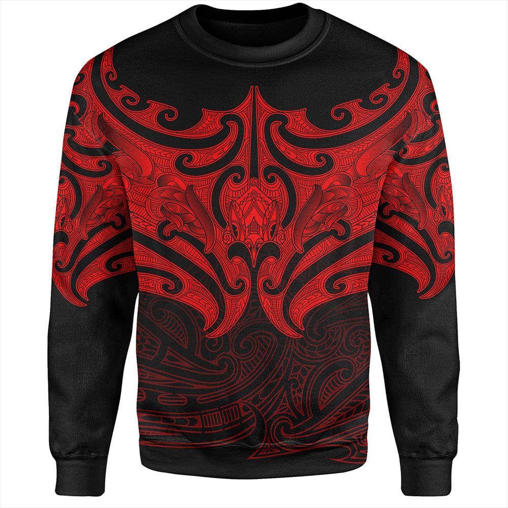 New Zealand Sweatshirt Maori Red Pattern-Myprintsy