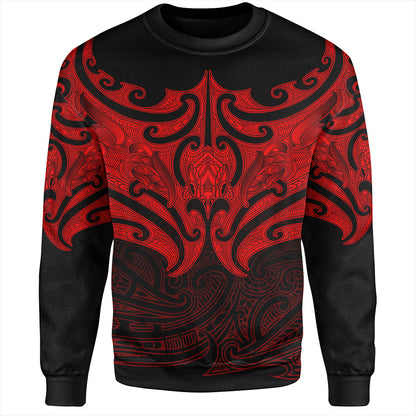 New Zealand Sweatshirt Maori Red Pattern-Myprintsy