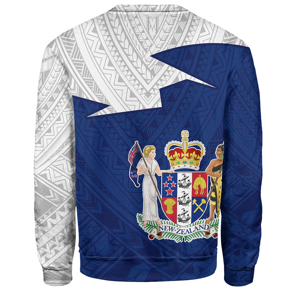 New Zealand Sweatshirt Polynesian Tattoo Flag And Coat Of Arms-Myprintsy