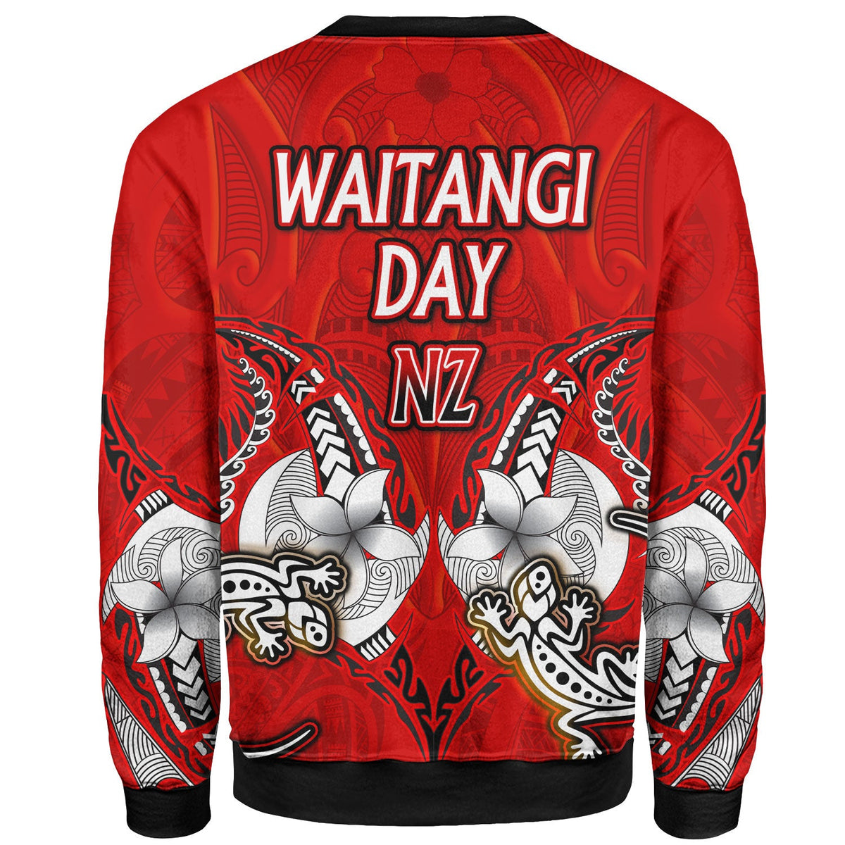 New Zealand Sweatshirt - Waitangi Day Lizards Maori Patterns-Myprintsy