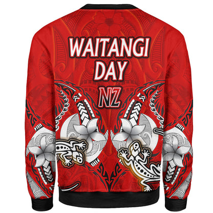 New Zealand Sweatshirt - Waitangi Day Lizards Maori Patterns-Myprintsy