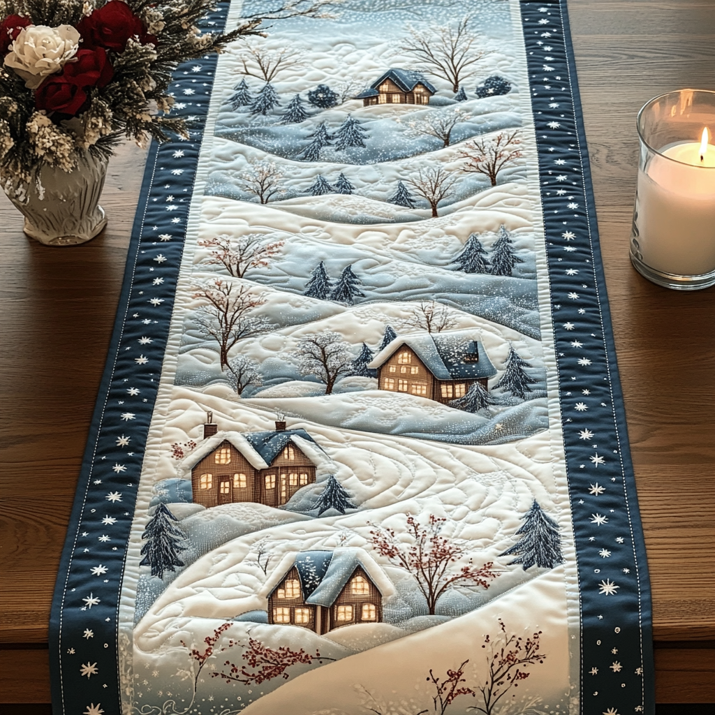 Nightfall Pines Quilted Table Runner VTQ-Myprintsy