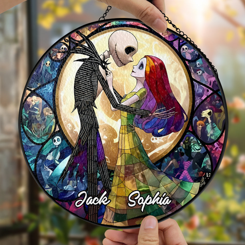 Nightmare Before Christmas - Personalized Jack Skellington Stained Glass Hanging Suncatcher-Myprintsy