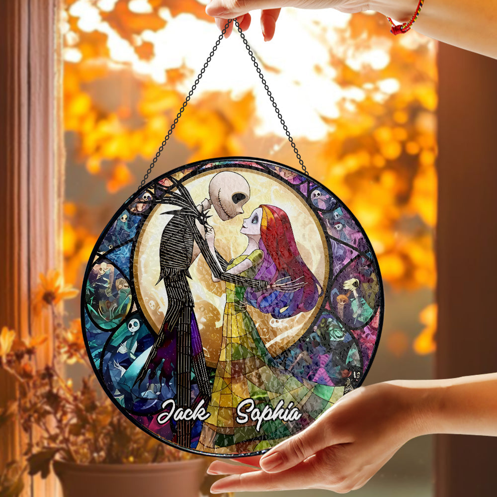 Nightmare Before Christmas - Personalized Jack Skellington Stained Glass Hanging Suncatcher-Myprintsy