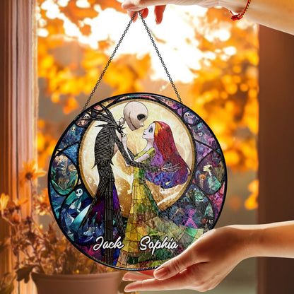 Nightmare Before Christmas - Personalized Jack Skellington Stained Glass Hanging Suncatcher-Myprintsy